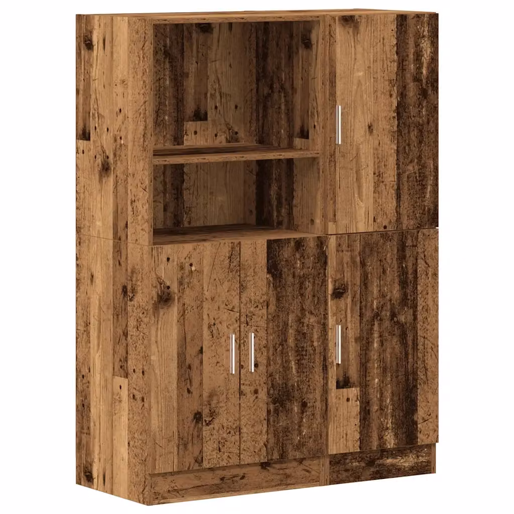 Set di mobili da cucina vidaXL in stile rustico marrone con ante a battente e ripiani interni, realizzato in MDF, montaggio a parete, L: 131,5 cm, H: 95,0 cm, P: 41,5 cm – 2