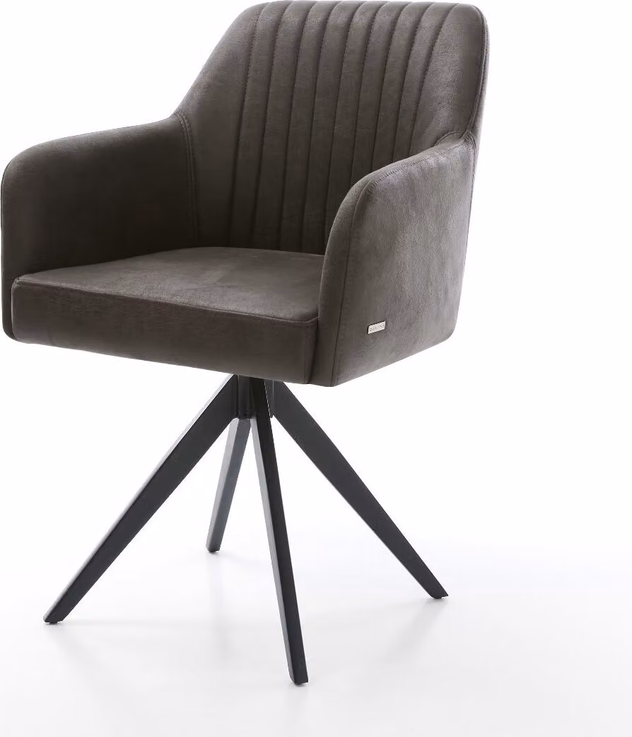 DELIFE Sedia da pranzo Greg-Flex Microfibra Antracite Vintage Struttura a croce angolare Nero Molle insacchettate