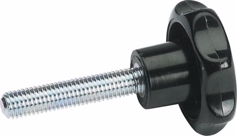 Impugnatura a stella in plastica, manopola a volantino, ergonomica, robusta, in plastica, nera, ø 40 mm, M8 x 30 mm