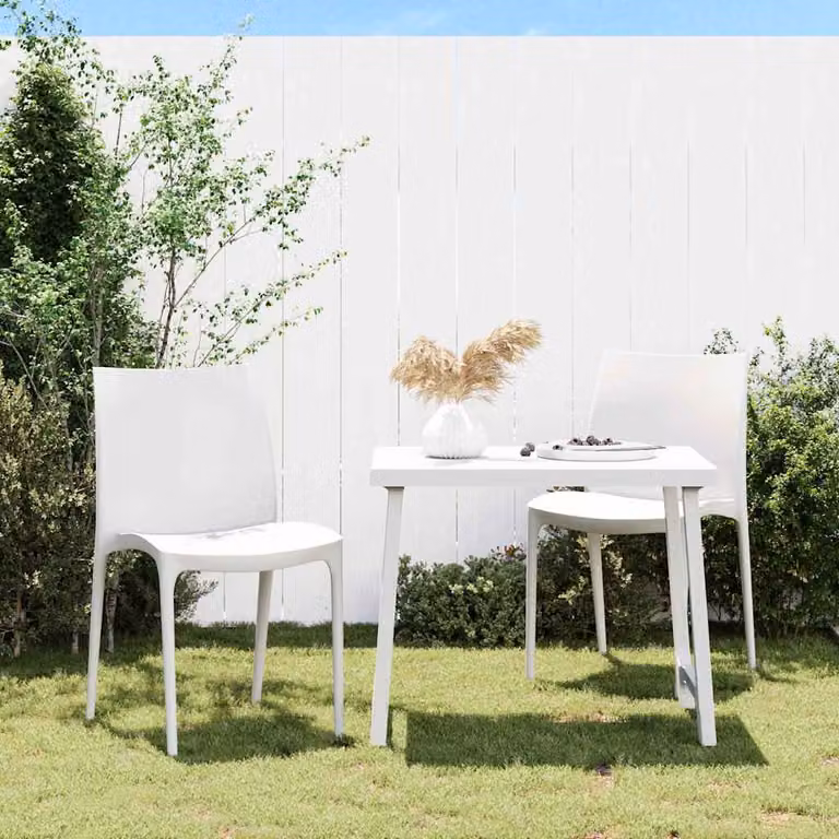 Set di 2 sedie da giardino vidaXL bianche impilabili in polipropilene L: 50 cm, P: 46 cm, H: 80 cm