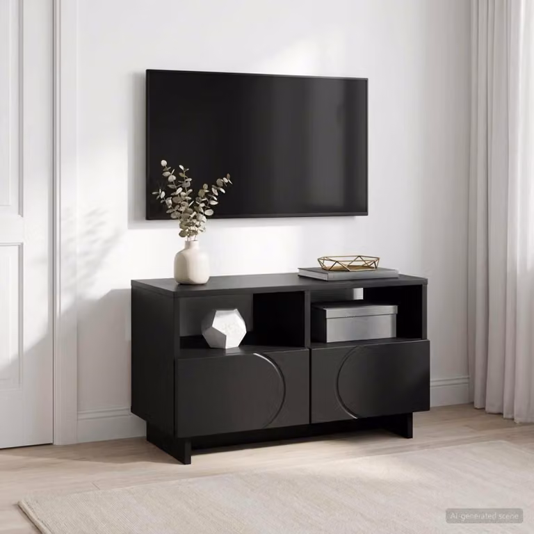 vidaXL Supporto TV Moderno in Legno MDF Nero L: 60 cm, P: 34.5 cm, H: 40 cm