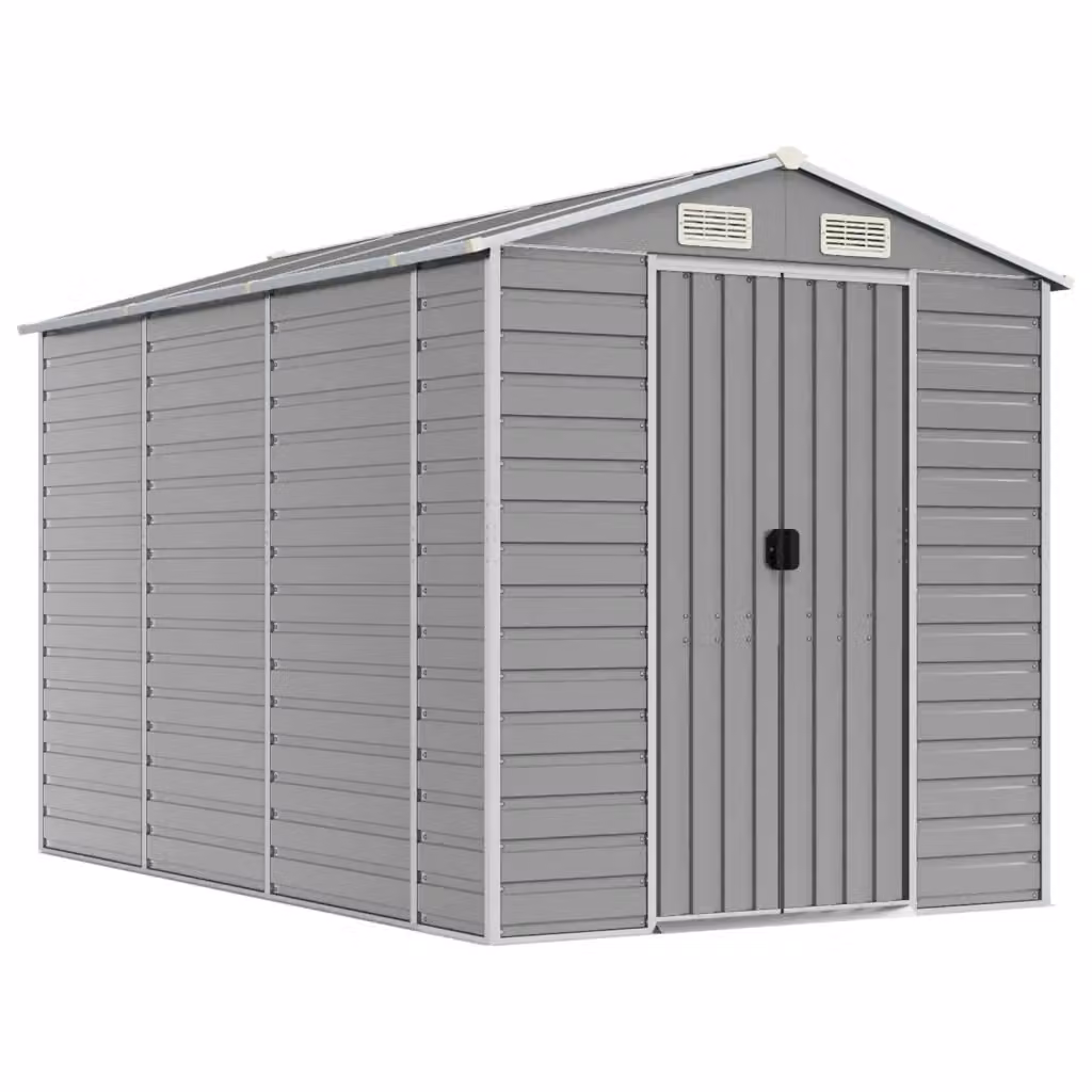 Casetta da giardino moderna Videx in acciaio zincato grigio chiaro L/P/H: 191 x 300 x 198 cm – 2