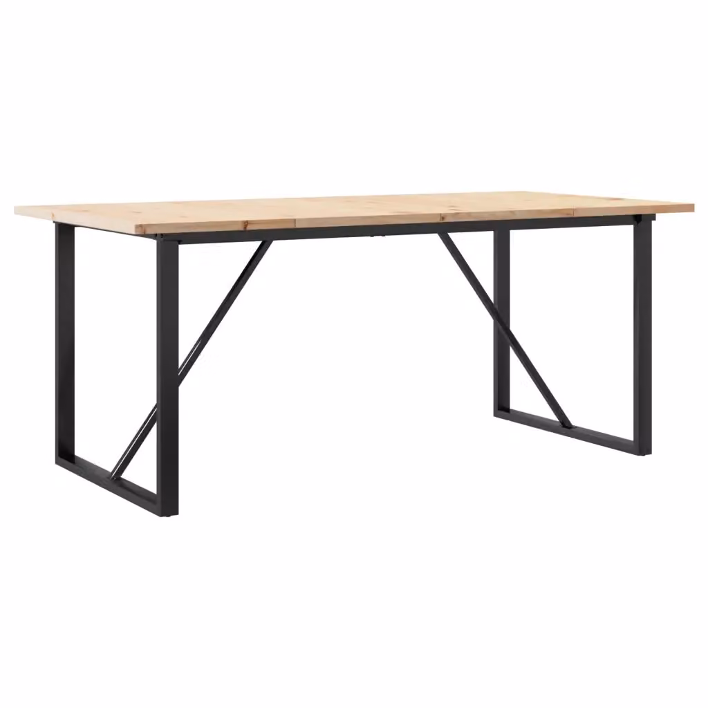 vidaXL Tavolo da Pranzo Rettangolare in Legno di Pino e Metallo Marrone L: 180 cm, P: 90 cm, H: 75,5 cm – 2