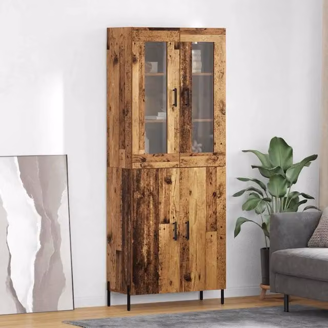 Credenza vidaXL in legno ingegnerizzato marrone con ante a battente e ripiani interni, stile minimalista, L/P/H: 69,5 x 34 x 180 cm