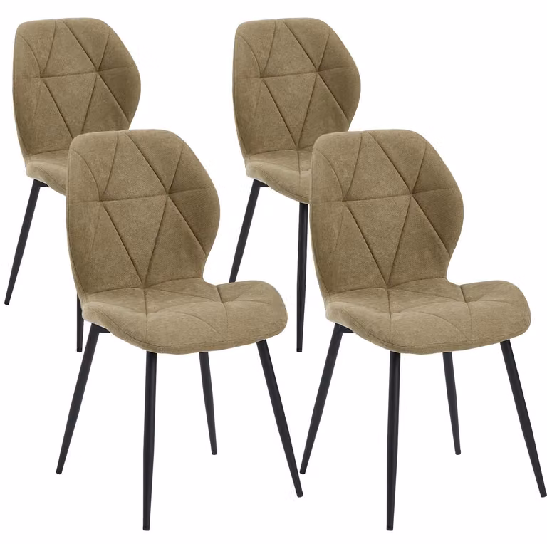 Set di 4 sedie da pranzo - Design moderno - Struttura in metallo - Senza imbottitura - Assemblaggio richiesto - Verde