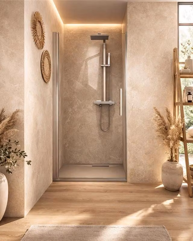 Nicchia doccia 80 cm a battente in vetro temperato 6 mm 195 H cromo Linje