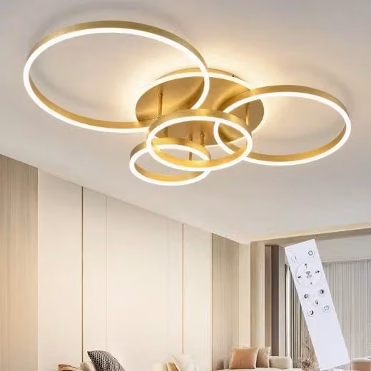 ZMH Lampada da soffitto LED moderna dorata con telecomando e funzione dimmerabile per soggiorno e camera da letto