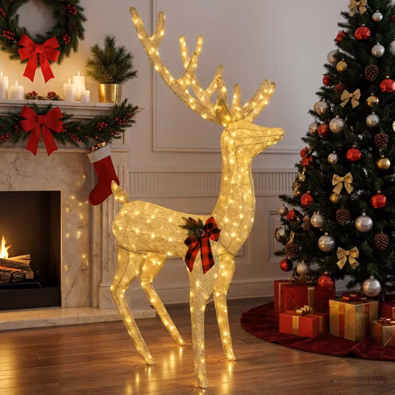 vidaXL Renna di Natale 3D LOVIISA 250 LED Bianco caldo