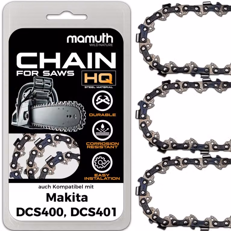 3 catene per motosega, lunghezza 40 cm, spessore 1,3 mm, passo 3/8", modello 57 TG, compatibili con Makita DCS400, DCS401