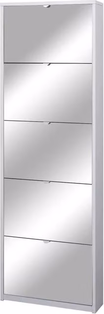 Scarpiera 5 Ante con Specchio 63x190x18 cm Bianco Fiammato