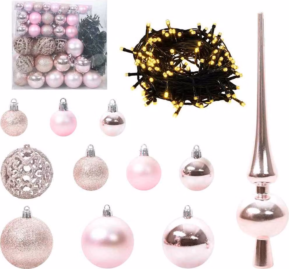 Set di Palle di Natale con 300 LED 120 pcs Rosa Plastica