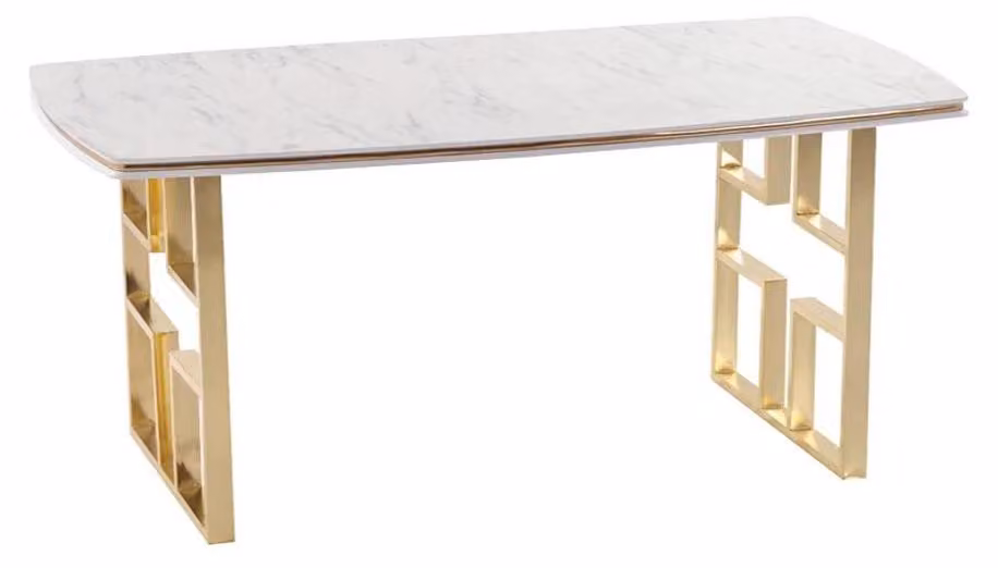 Designer Esstisch rechteckige Tischplatte Marmorimitation Luxusmöbel