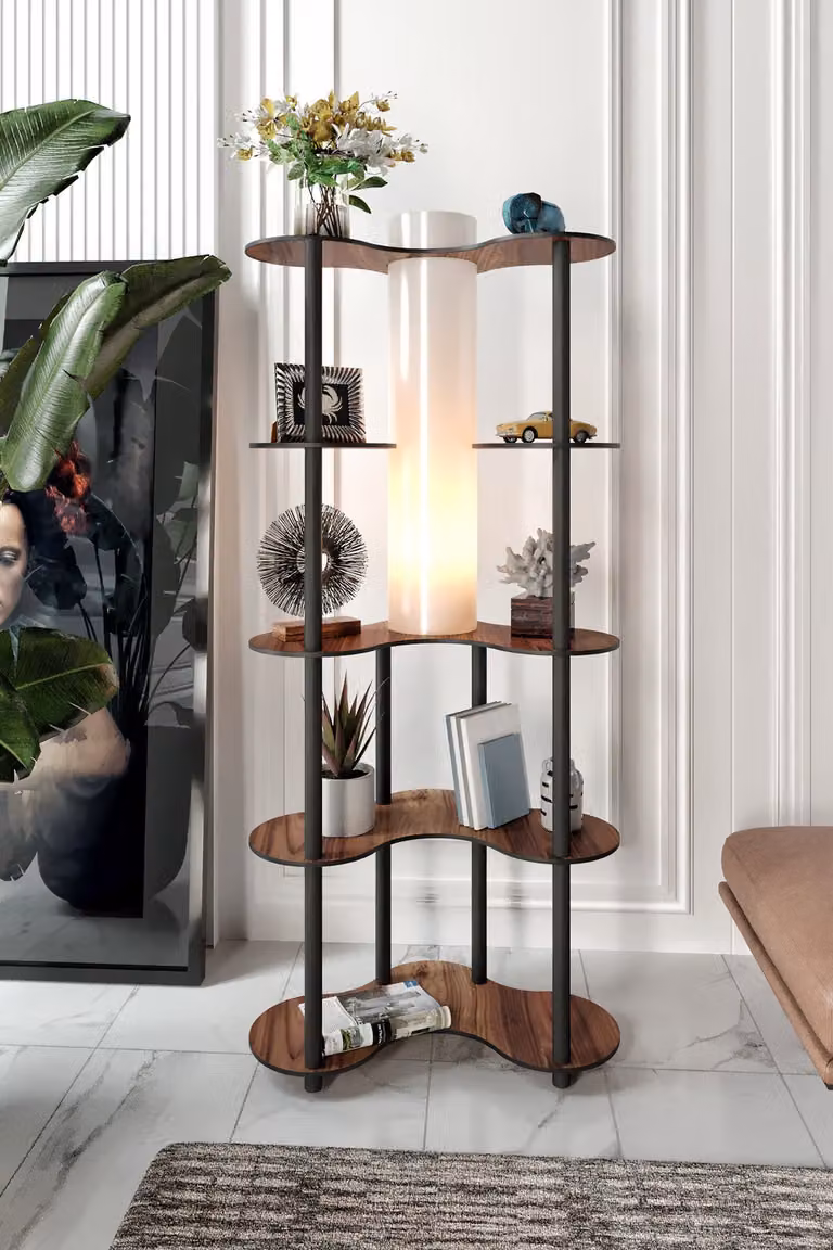 Opviq, moderna lampada da terra in carta craft e MDF, noce, altezza 150 cm, 1 x E27 max. 40 W, IP20, design elegante per gli ambienti abitativi, lampadina non inclusa, diametro 17 cm.