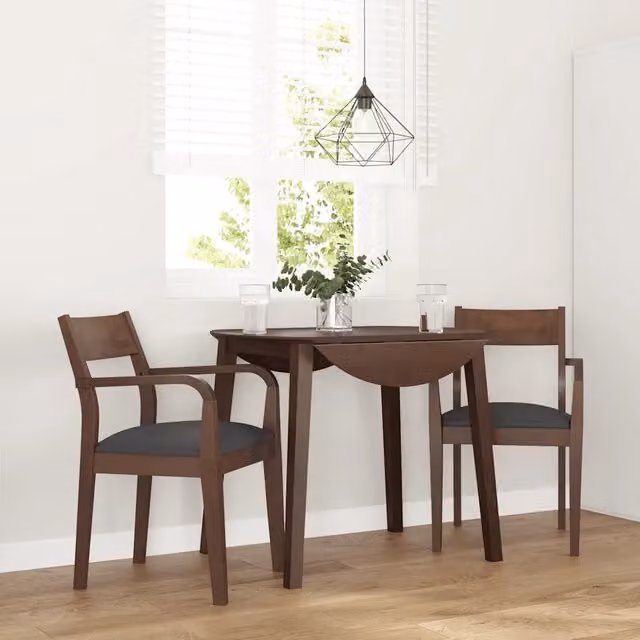 Sedie da Pranzo con Cuscini 2pz Marrone Legno Massello di Hevea 4102508