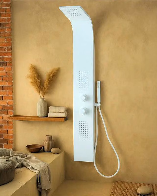 Pannello doccia idromassaggio Ibiza in alluminio bianco tondo