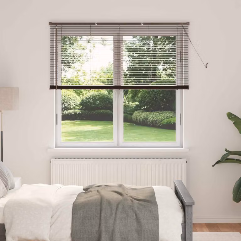 Tenda Veneziana vidaXL Marrone con Motivo, L: 150 cm, H: 140 cm, Larghezza lamelle: 25 mm