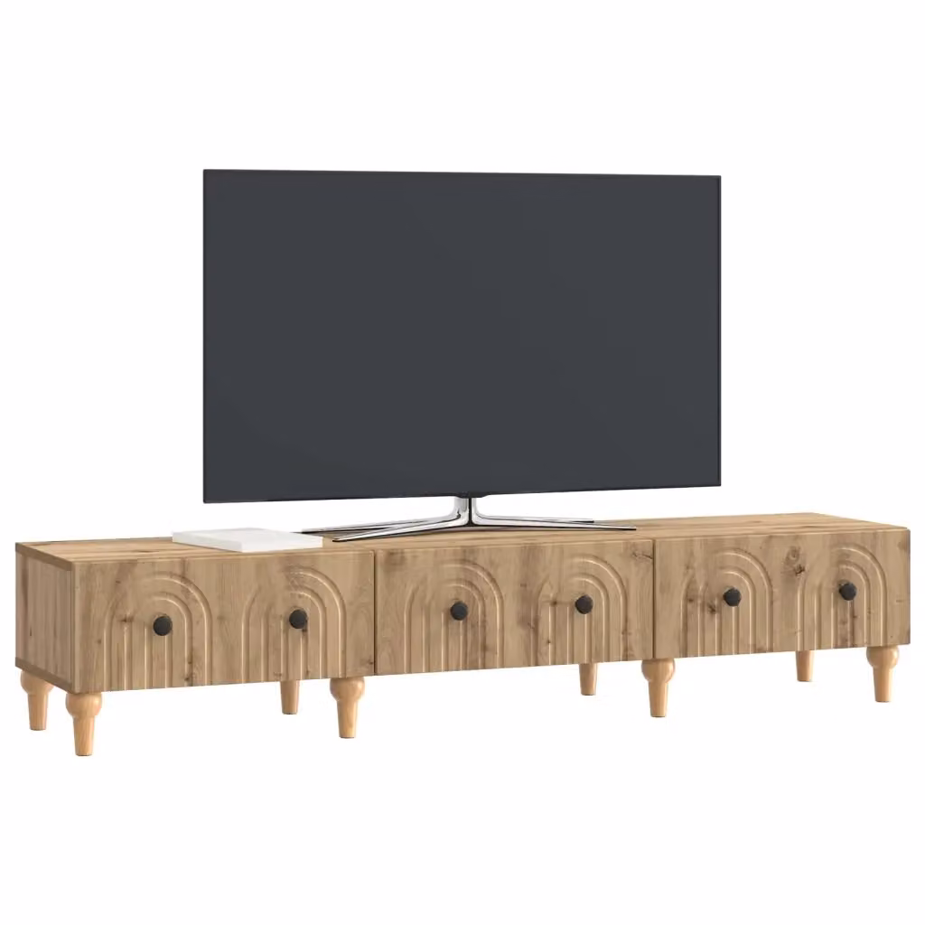 Credenza per TV moderna in legno di rovere marrone con cassetto DESIGN IN L 147 x P 34,5 x H 30 cm – 2