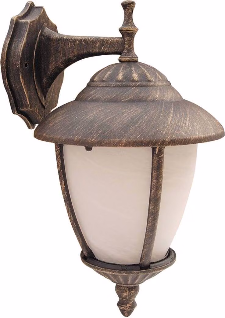 Applique da esterno rustico piccolo H: 37 cm E27 oro antico alluminio vetro lampada da parete balcone cortile