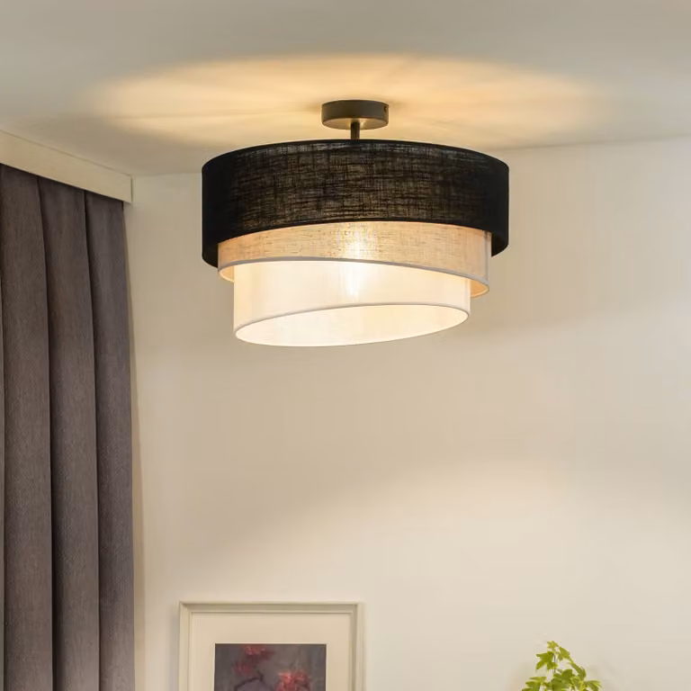 Plafoniera soffitto Trio Duolla, dimmerabile, Multicolore, Soggiorno / Sala da pranzo, Tessuto / Stoffa / Seta, Moderno, Plafoniera