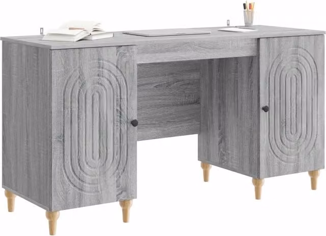 Scrivania | Tavolo da Ufficio Grigio Sonoma 142,5 x 50 x 75 cm Legno ingegnerizzato