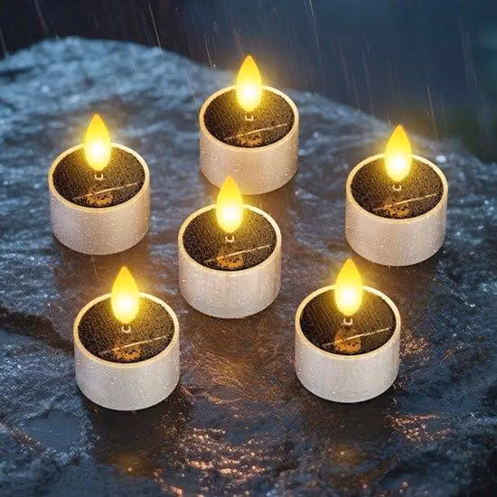 Lampade solari per esterni, set di 6 luci LED impermeabili per giardino, tenda e terrazza, con effetto tremolante