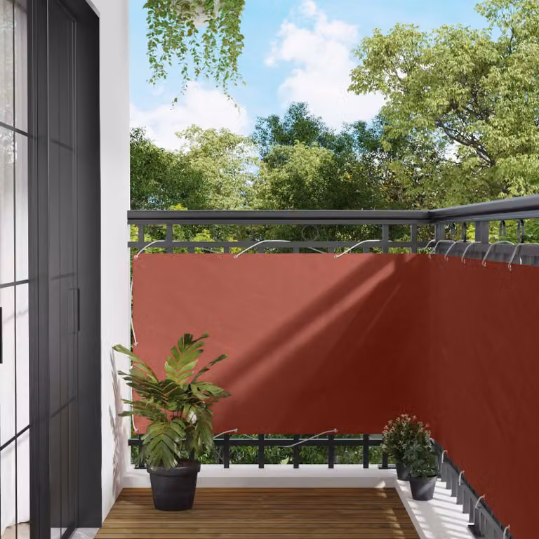 Schermo da balcone rettangolare vidaXL in tessuto Oxford arancione e rosso, L: 500 cm, H: 100 cm