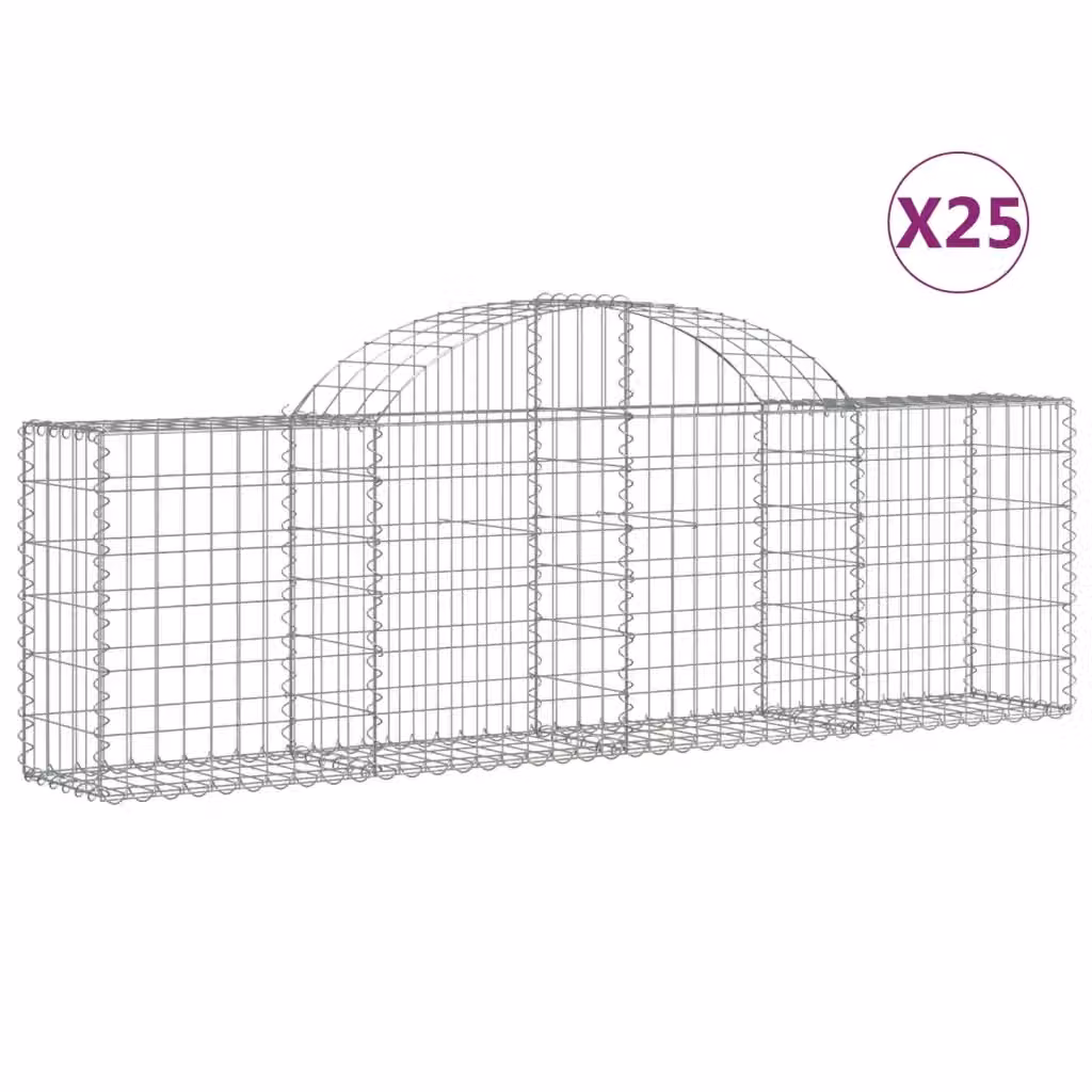 Set di 25 Cesti Gabbioni ad Arco Videx in Acciaio Zincato Colore Argento L: 200 cm, P: 30 cm, H: 60/80 cm – 2