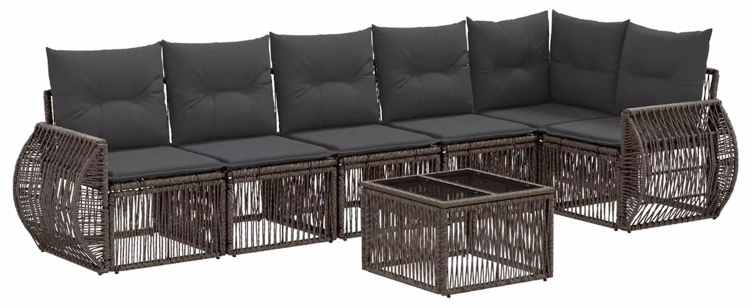 Set Divano da Giardino 7 pcs Grigio e Grigio Scuro polyrattan