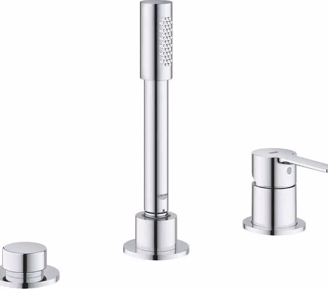 Rubinetto per bordo vasca Grohe Lineare a 3 fori con leva singola e funzione spray, cromato