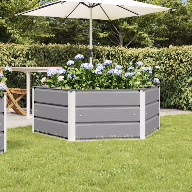 Fioriera vidaXL in acciaio grigio per giardino ornamentale o erbe aromatiche L/P/H: 129 x 129 x 45 cm