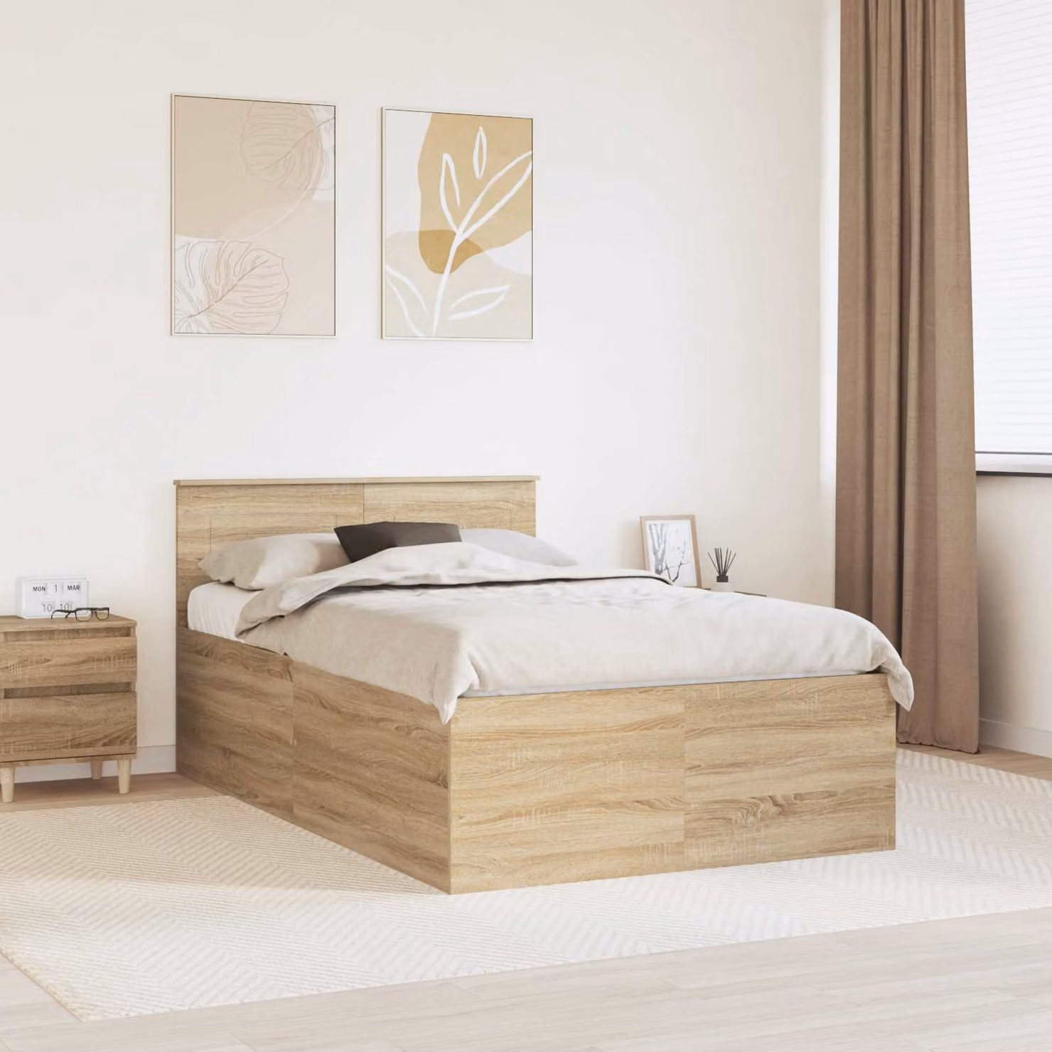 Struttura del letto con testiera vidaXL in Rovere Sonoma, colore marrone, L 120 x P 200 cm