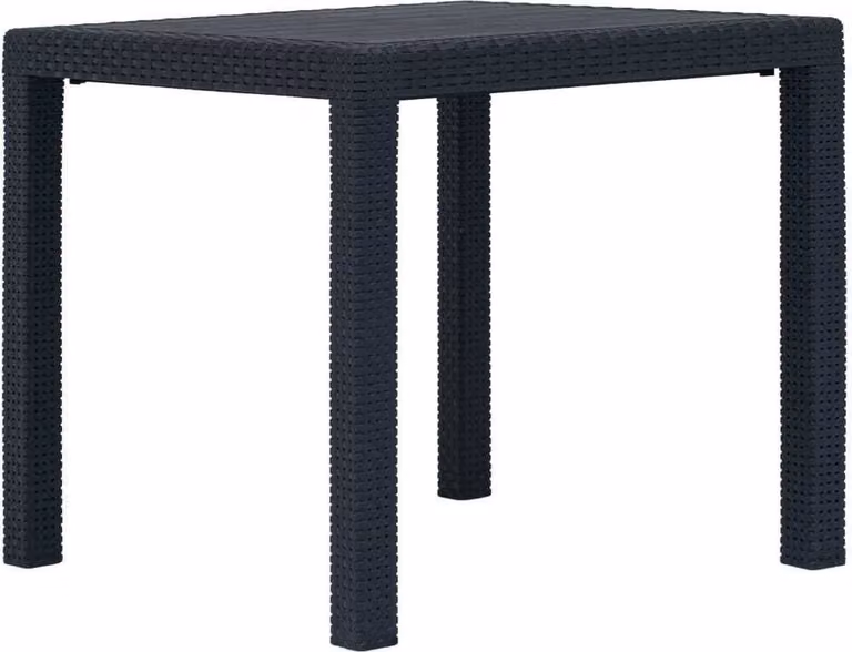 The Living Store tavolo da giardino antracite 79 x 79 x 72 cm in plastica effetto rattan