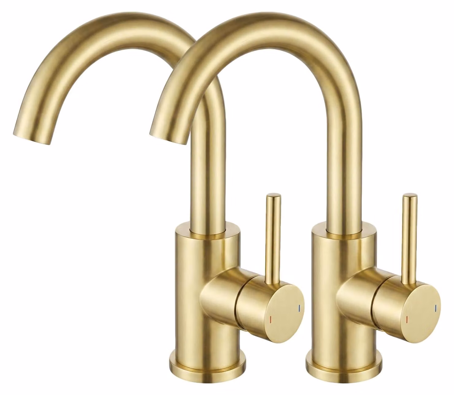 Miscelatore per lavabo a due maniglie, finitura oro spazzolato, acciaio inossidabile, confezione da 2 pezzi