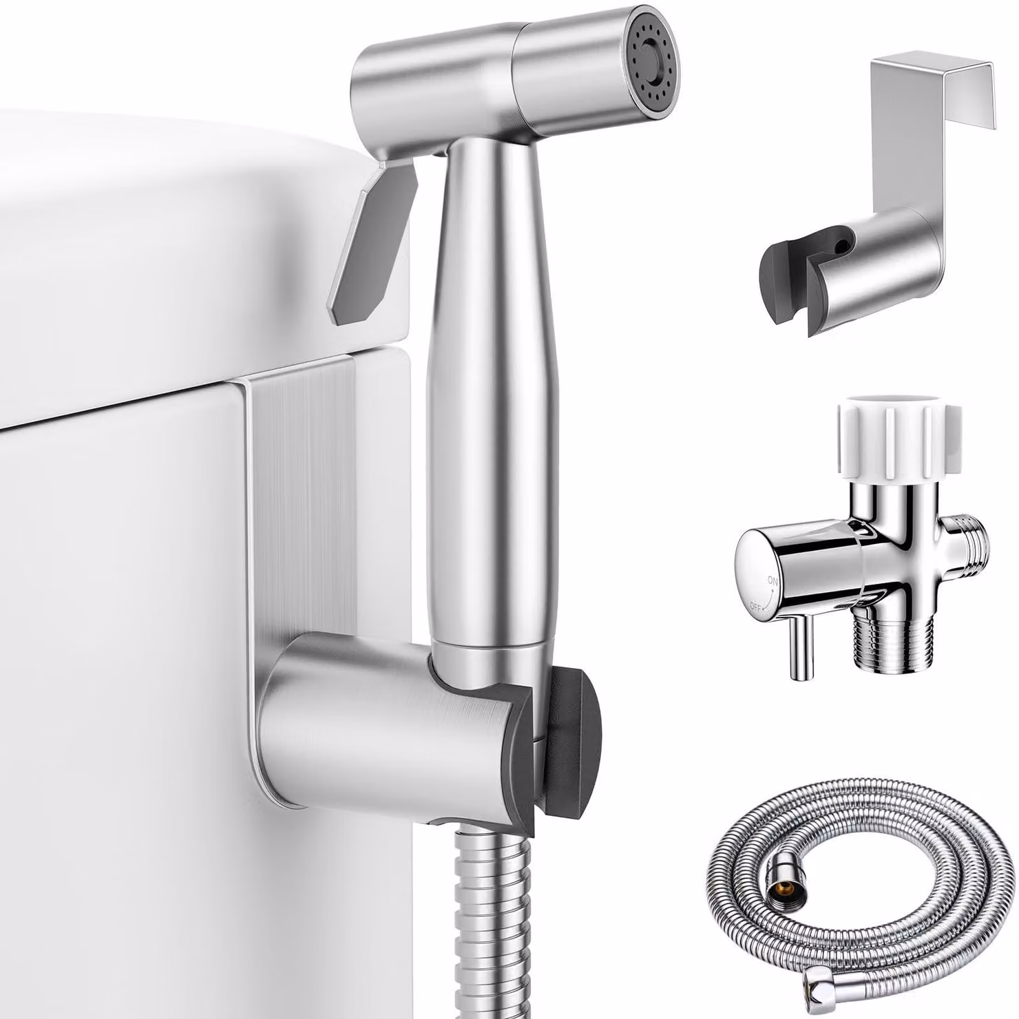 Spruzzatore per bidet, in acciaio inossidabile, con pressione dell'acqua regolabile, da montare a parete, per l'uso con il WC