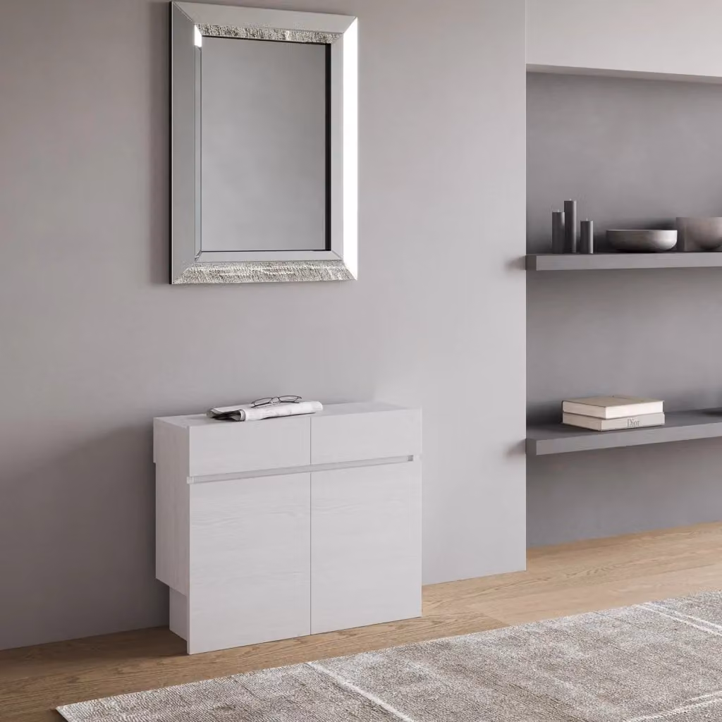Panca allungabile Evolve di Giordanoshop in bianco frassino, L: 72-300 x P: 26 x H: 60 cm – 2