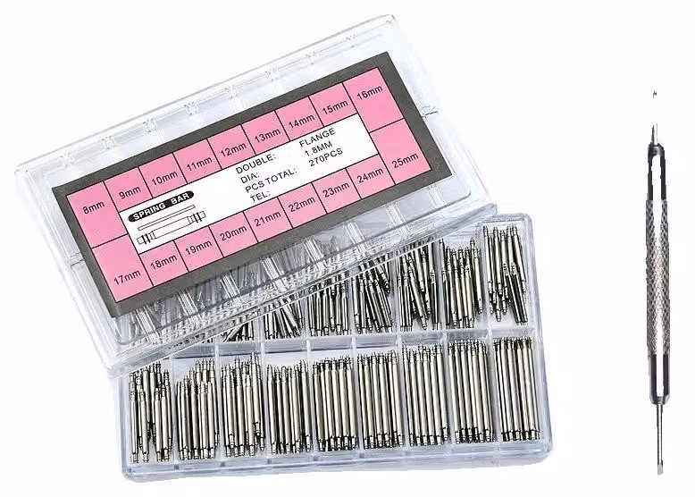 Kit di riparazione orologi, assortimento da 270 pezzi, realizzato in acciaio inossidabile, per viti da 1,8 mm, con dimensioni da 8 a 25 mm