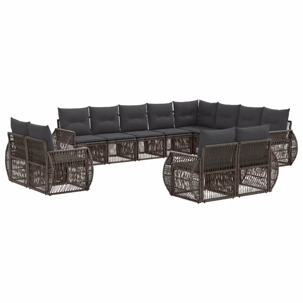 Set Divano da Giardino a Forma di U vidaXL in Polyrattan Grigio e Antracite con Cuscini Inclusi – 2