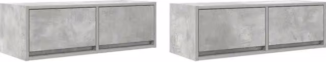 Set di 2 mobili porta TV a parete finitura grigio cemento 80 x 31 x 25 cm ampio spazio di archiviazione design contemporaneo in legno 02_0051694