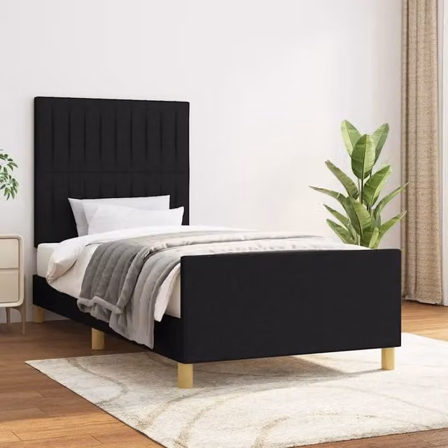 Struttura Letto Design Mania con Giroletto in Tessuto Nero L/P/H: 90 x 200 x 93 cm – 1