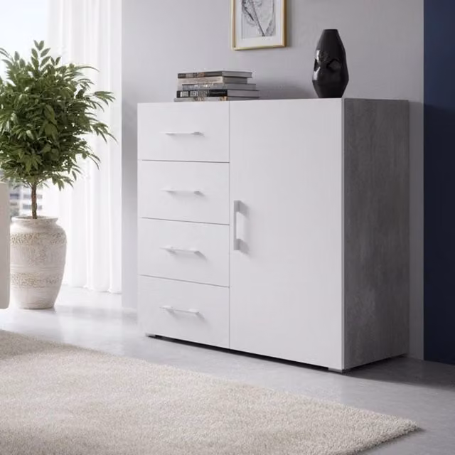 Madia Aracnida DMORA, Credenza moderna con un ripiano Made in Italy, Bianco, L 90 cm x P 41 cm x H 87 cm – 1