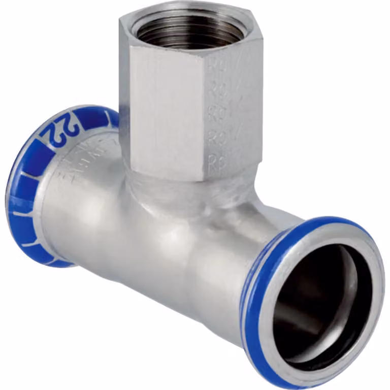 Geberit 31339 Mapress, raccordo a T in acciaio inox con IG