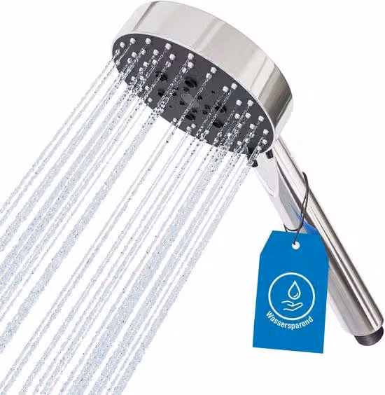 Doccia cromata a forma di rotonda, diametro 105 mm - Doccia spa con 5 getti
