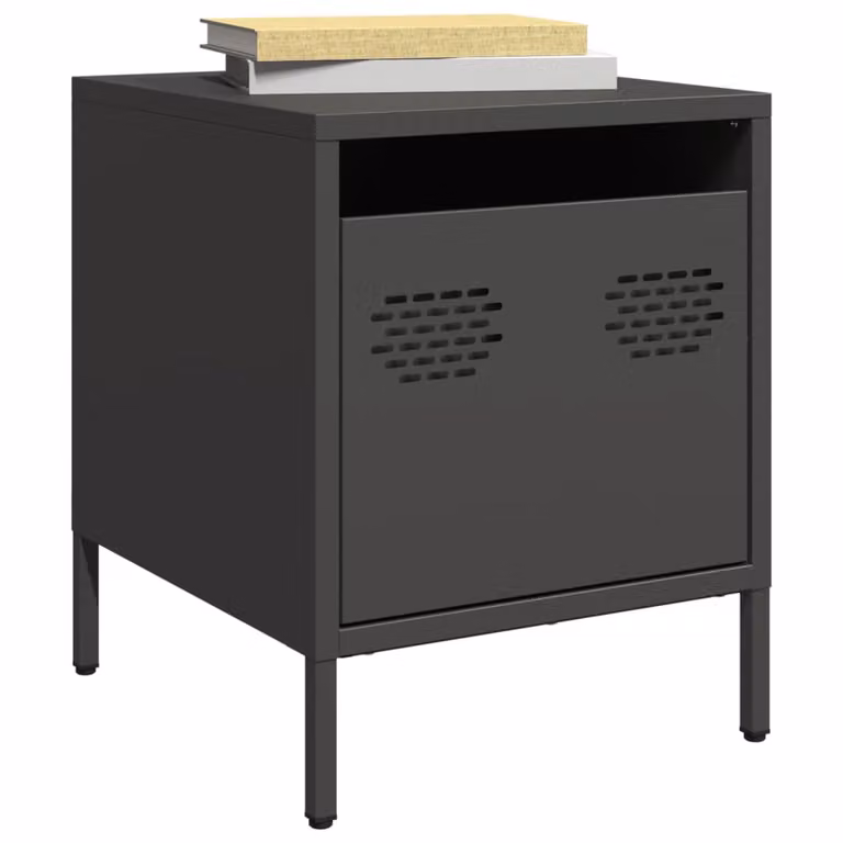 Set di 2 comodini vidaXL in metallo nero opaco stile industrial L/P/H: 35 x 39 x 43,5 cm