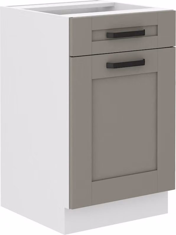 Armadietto inferiore con cassetto LAILI - larghezza 50 cm, grigio chiaro / bianco