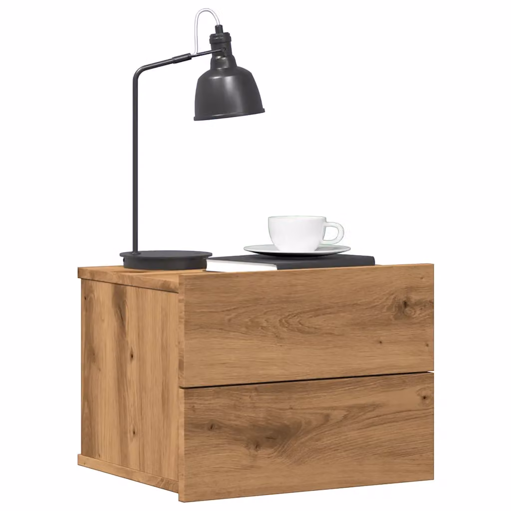 Set di 2 comodini da muro vidaXL in stile moderno, colore rovere marrone, L 40 cm x P 32 cm x H 30 cm