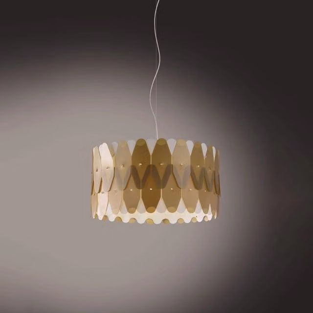Lampada a sospensione moderna Amanda Polilux Linea Zero in oro e metallo cromo, diametro 40 cm, attacco E27 – 1