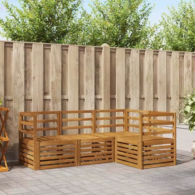 Set di divani da esterno 4 pz Naturale Poliestere 3374709