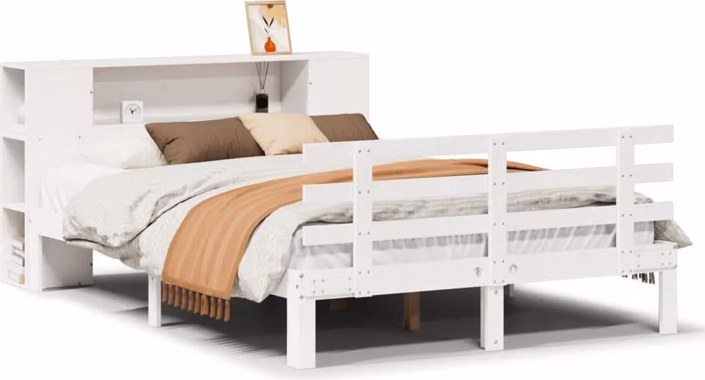 vidaXL Letto a mensola senza materasso bianco 160x200cm in legno di pino massiccio