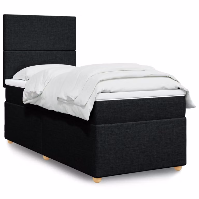 vidaXL Giroletto a Molle con Materasso Nero in Tessuto L: 100 cm, P: 200 cm