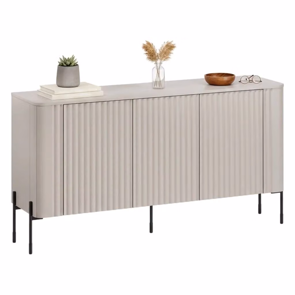 Madia da salotto DMORA Susegana con tre ante battenti, Beige, L: 150 cm, P: 40 cm, H: 80 cm – 2